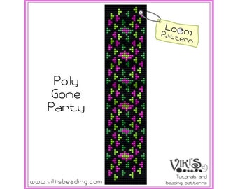 Bead Loom Pattern: Polly Gone Party - INSTANT DOWNLOAD pdf - Rabattcodes sind verfügbar