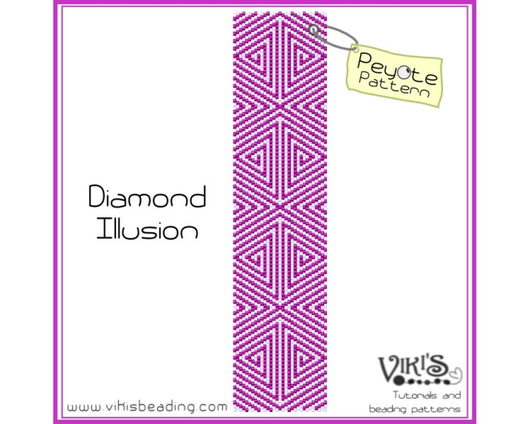 Diamond Illusion Peyote Beading Pattern for Cuff Bracelet INSTANT