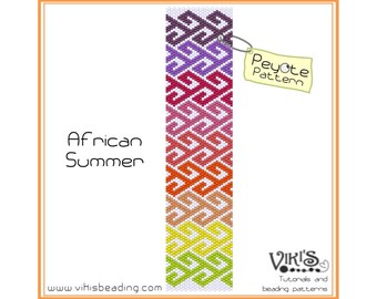 Afrikanischer Sommer - Peyote Armband Muster für Manschettenarmband - INSTANT DOWNLOAD pdf -Rabattcodes sind verfügbar