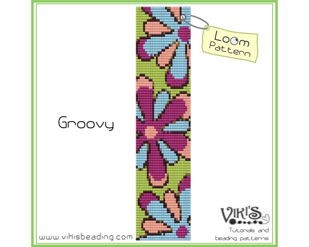 Loom Bracelet Pattern Groovy for Cuff Bracelet INSTANT DOWNLOAD Pdf