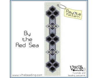 Beading Pattern - Peyote bracelet : By the Red Sea - INSTANT DOWNLOAD pdf - New coupon codes