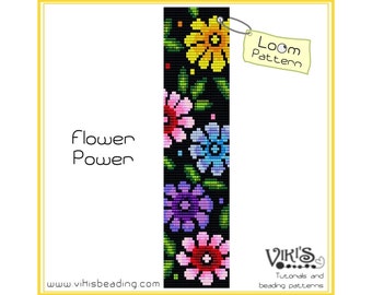 Loom Bracelet Pattern: Flower Power - for cuff bracelet - INSTANT DOWNLOAD pdf - Multibuy savings with coupon codes - bl141