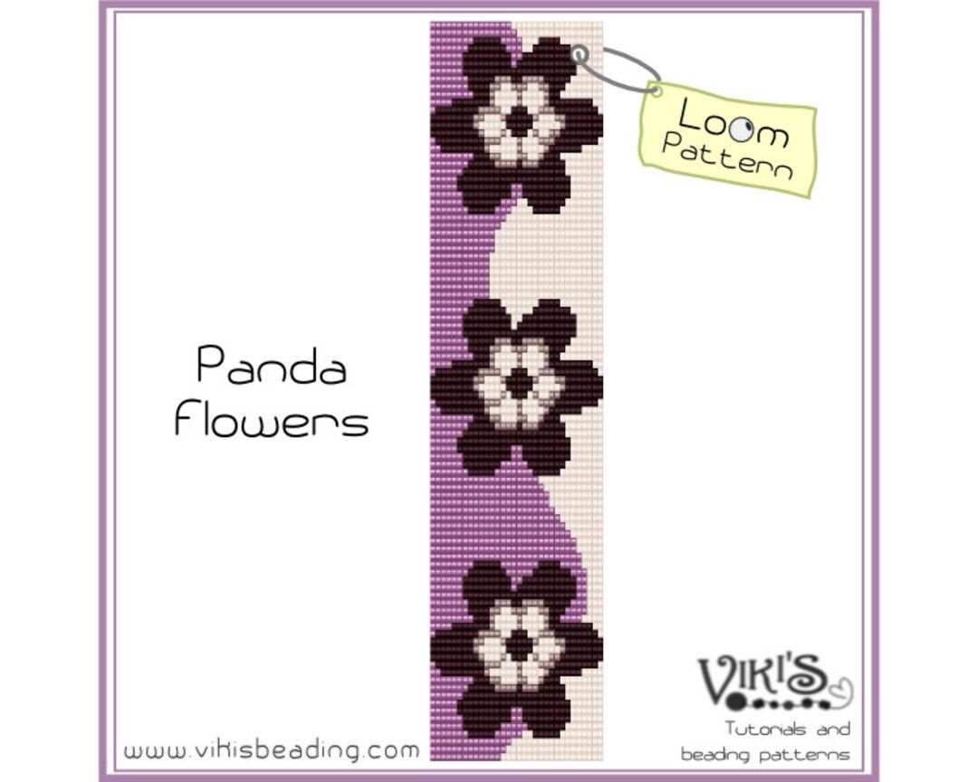 Loom Bracelet Pattern Panda Flowers for Cuff Bracelet INSTANT DOWNLOAD