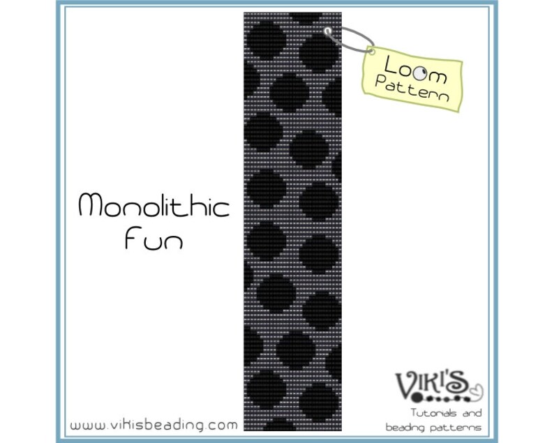Puede incluir: Patr&oacute;n de abalorios de telar en blanco y negro con un dise&ntilde;o geom&eacute;trico. El patr&oacute;n se llama "Monolithic Fun" y es un patr&oacute;n de telar.