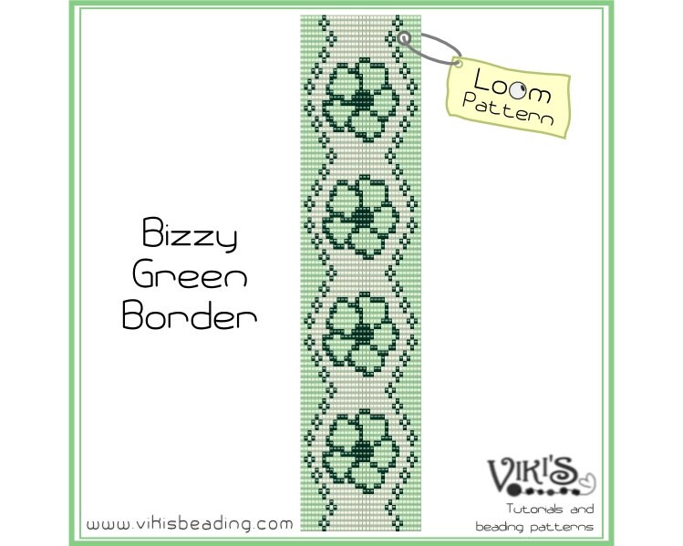 Loom Pattern Bizzy Green Border for Cuff Bracelet INSTANT DOWNLOAD Pdf