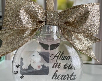 Pet Memorial Ornament - Custom Memorial Ornament - Dog Memorial Ornament - Memorial Ornament For Pets - Always In Our Hearts Ornament