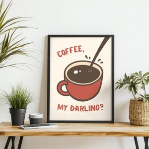 Coffee Quote Kitchen Wall Art Printable, Retro Coffee Lover Poster, Cute Coffee Decor, Digital Download for Home, Gift for Coffee Lovers