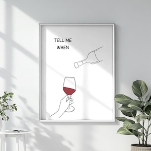 Funny Wine Quote Poster, Retro Kitchen Wall Art, Modern Bar Cart Decor, Printable Bottle Print, Cin Cin Red Blue Art, Digital Download