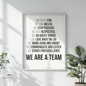 We Are a Team Print / Office Poster / Teamwork Wall Art / Motivational Quote / Home Decor Print / Digital Download / Positive Art
