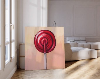 Lollipop Print, Eclectic Art Print, Instant Download, Printable Wall Art, Home Décor, Red Lollipop, Fun Art, Digital Art,