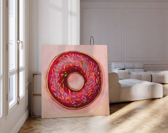 Donut Print, Sprinkles, Eclectic Art Print, Instant Download, Printable Wall Art, Home Décor, Pink Donut, Fun Art, Digital Art,