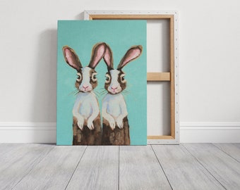 Rabbit Painting, Original Art, Bunny Painting, Wall Art, Woodland Animal, Nursery Room Art, Art To Make You Smile, Home Decor, Lucia Stewart