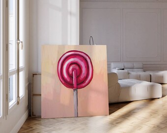 Lollipop Print, Eclectic Art Print, Instant Download, Printable Wall Art, Home Décor, Pink Lollipop, Fun Art, Digital Art,
