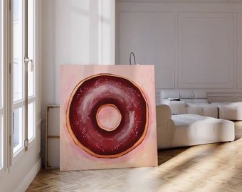 Donut Print, Chocolate Donut, Eclectic Art Print, Instant Download, Printable Wall Art, Home Décor, Pink Donut, Fun Art, Digital Art,