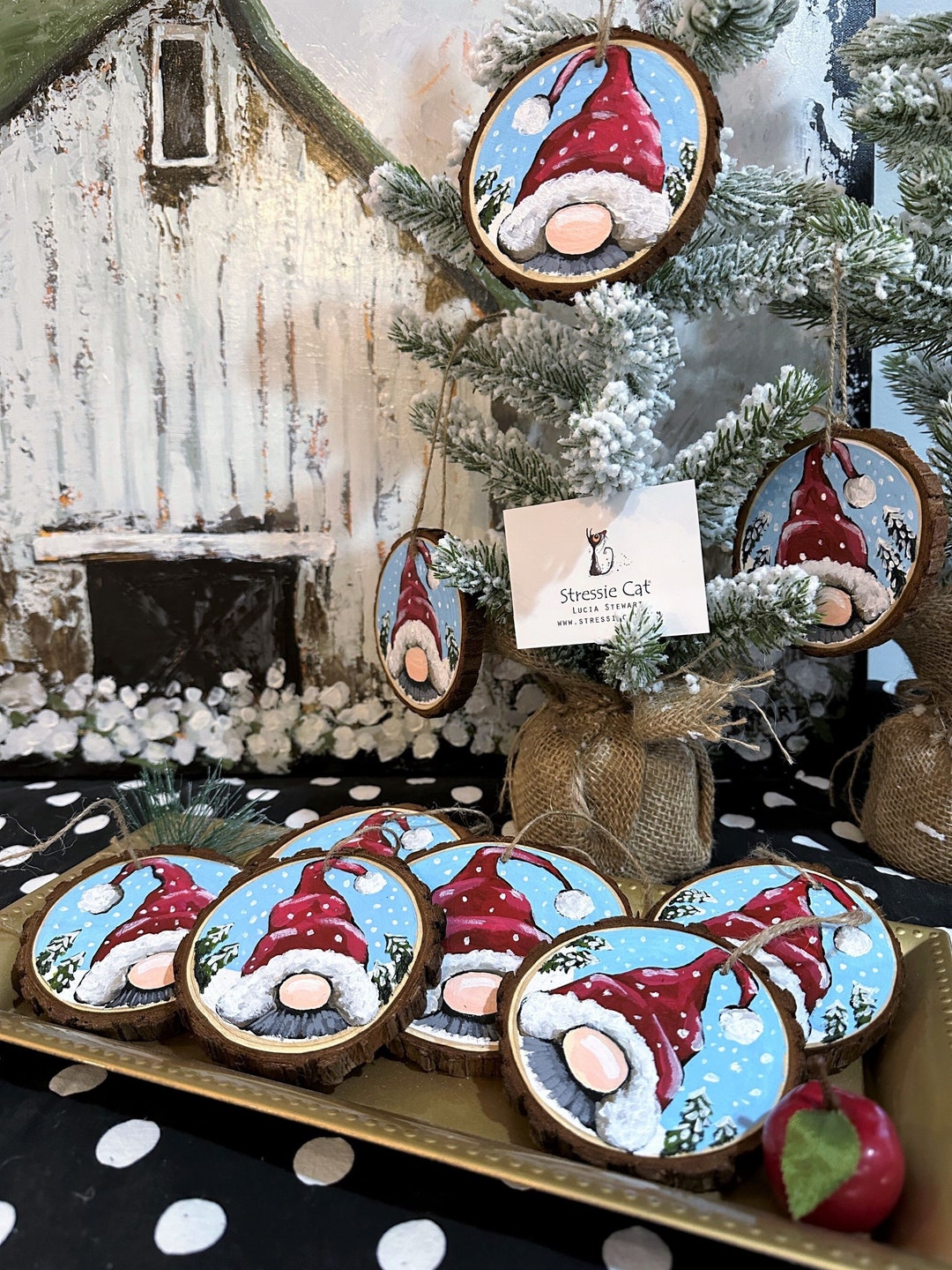 Gnome Ornament Hand Made Christmas Tree Ornament Gnome Etsy