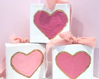 Heart Art Two Ways: Original Acrylic Heart Painting on Canvas