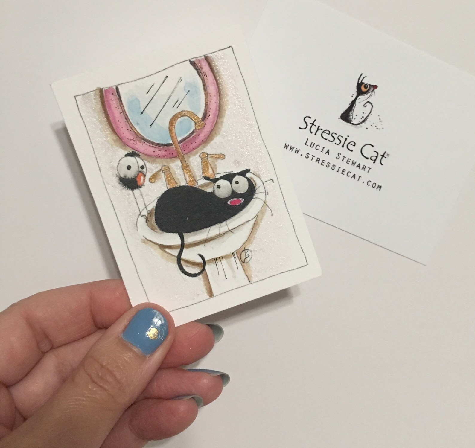 ACEO Printart Cardartist Trading Cardsblack Catwhimsical Etsy