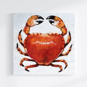 Crab Painting, Original Painting, Ocean Art, Kitchen Art, Beach House, Wall Art, Home Décor, Acrylic Canvas, Lucia Stewart