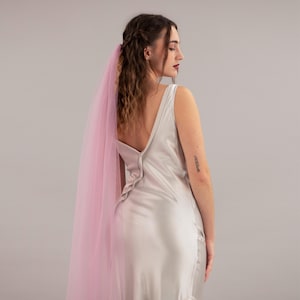 Dusty Lilac Purple Wedding Veil: Gothic Tulle Veil with Gold Comb