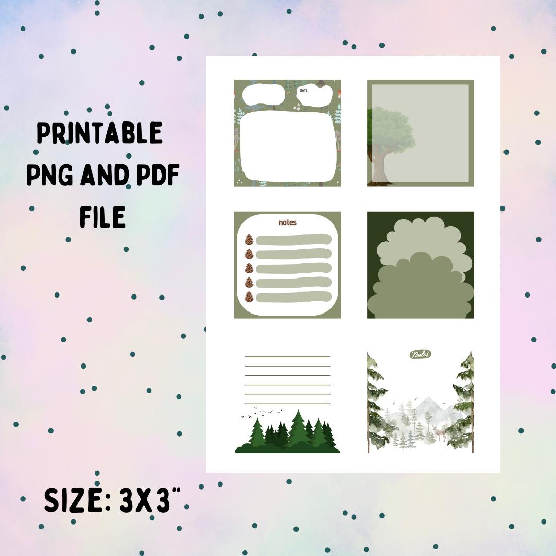 Printable Memopad Digital Download Notepad Forest Theme Memo Template ...