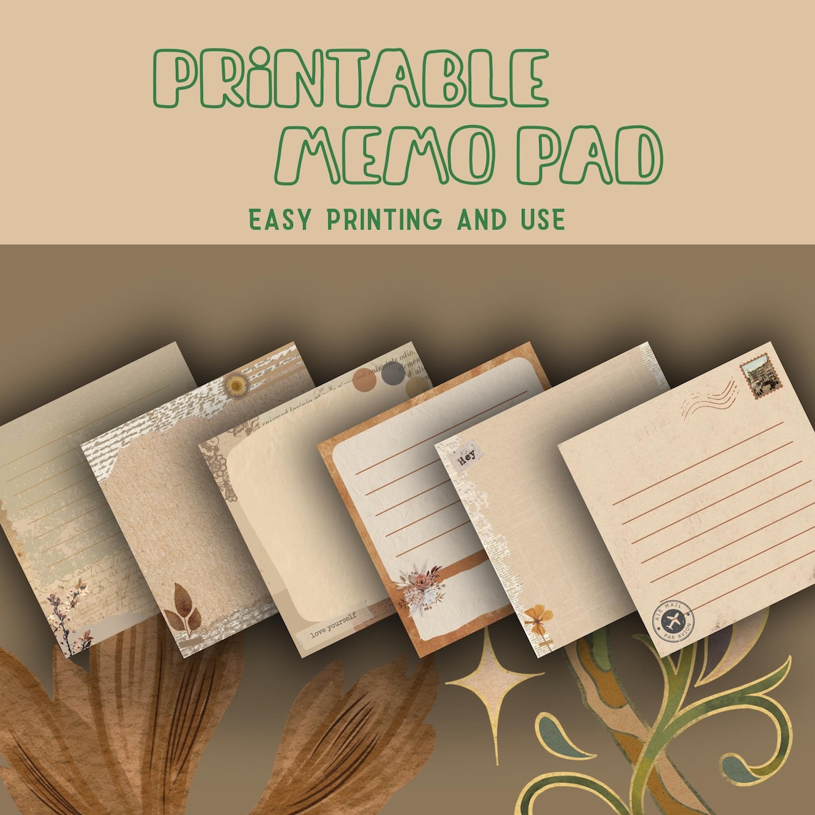 Vintage Memo Sheets: Printable Note Pad (digital Download) Memopad - Etsy