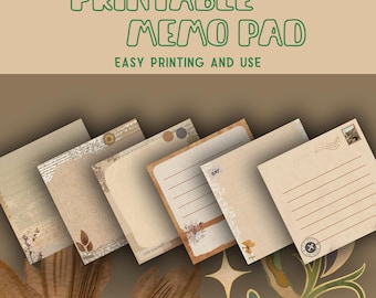 Vintage Memo Sheets: Printable Note Pad (Digital Download) Memopad