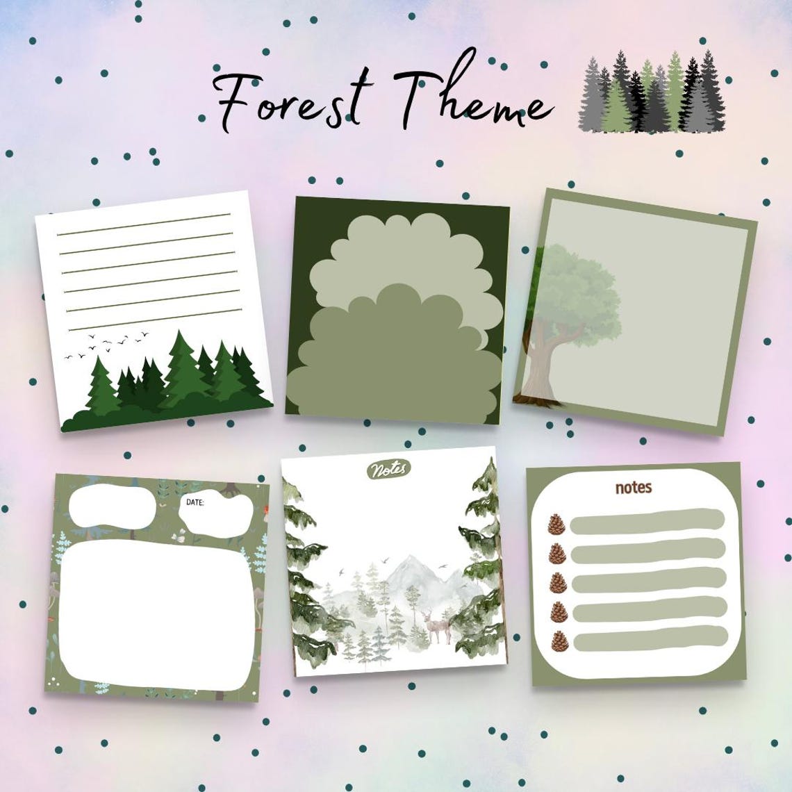 Printable Memopad Digital Download Notepad Forest Theme Memo Template ...