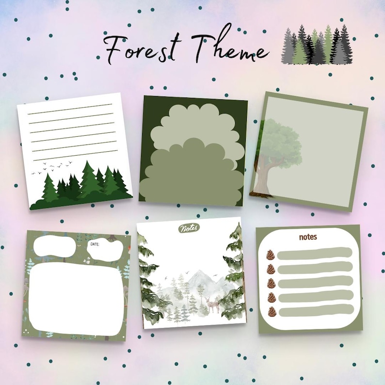 Tree Motepad Printable Memopad Digital Download Notepad Forest Theme Memo Template ...