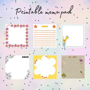 Flower memo pad digital download cute notepad printable - notepad design template