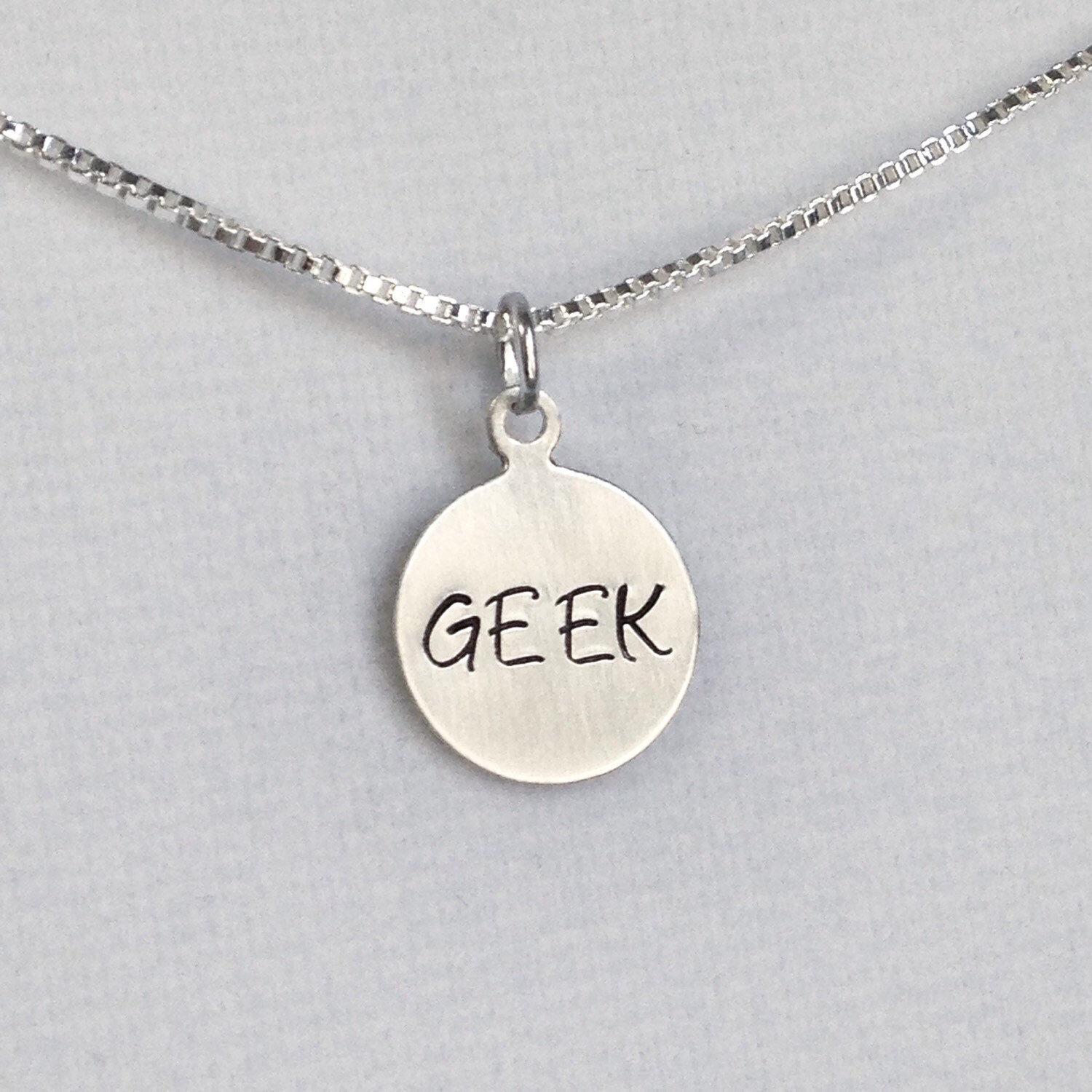 Geek Charm Hand Stamped Silver Pendant Geek Charm Sterling Etsy