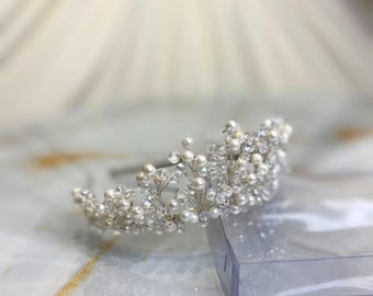 Tiare, couronne de mariée en cristal et perles, accessoires de coiffure de mariage