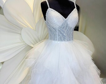 Mini Wedding Dress: Glitter Tulle Bridal After-Party Dress