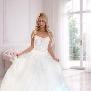 Pool Neckline Wedding Dress | A-line Bridal