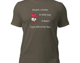 Camiseta divertida de sopa de pollo, camiseta gráfica original