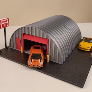 1/64 Scale  Scale Steel Dome Race Shop Diorama, Hot Wheels Display, Full-Colour 3D Printed PLA