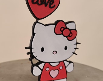 Imán de nevera con un adorable gatito sosteniendo un globo en forma de corazón