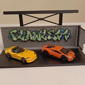 1/64 Scale Graffiti Street Scene Diorama, Hot Wheels Display, Full-Colour 3D Printed PLA