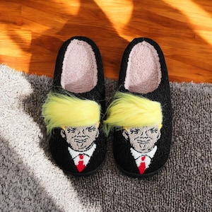 Plush Trump Slippers: Funny Cozy House Shoes