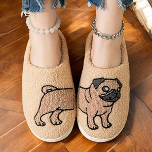 Cartoon Hund Welpe Gestickte Hausschuhe | Plüsch geschlossene Zehen Baumwollschuhe zur Entspannung | Niedliches Winter Geschenk für Sie 2025