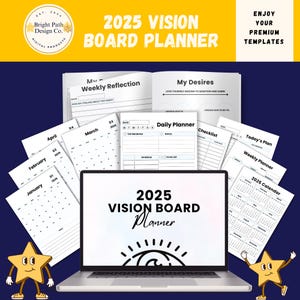 2025 Vision Board Planner, Goal Setter Organizer, Manifestation Journal, Dream Planning Notebook, Future Goals Tracker