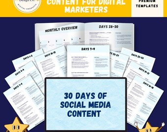 30 Tage Digitaler Marketing Content Kalender, Social Media Planer (Digitaler Download)