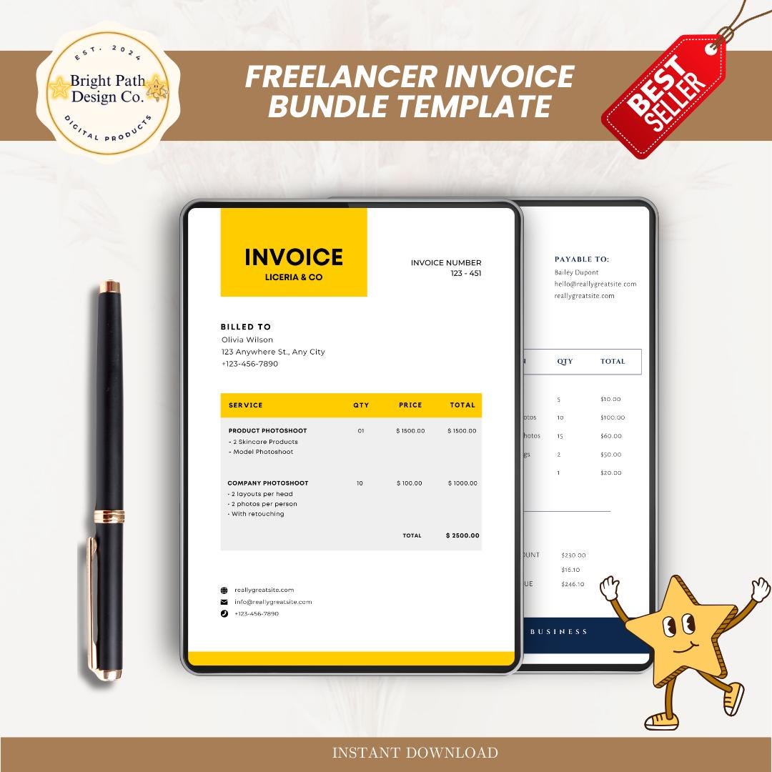 Freelance Invoice Bundle, Business Accounting Set, Invoice Template ...