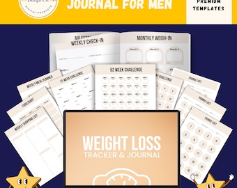 2025 Weight Loss Journal for Men, Fitness Tracker (Digital Download)