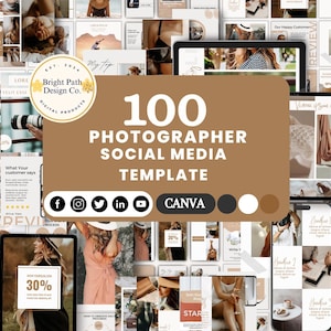 100 Photographer Social Media Posts and Stories Bundle, Marketing Pack, Content Creation Kit, Photography Business, Digital Marketing