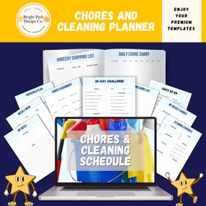 Pacote de tarefas e programação de limpeza PLR MRR, organização doméstica, modelos de planejador, páginas para impressão, download instantâneo
