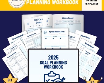 2025 Goal Planning Workbook, Yearly Planner, Monthly Organizer, Productivity Journal, Personal Development Tracker