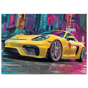 Porsche 718 Cayman GT4 Abstract Pop Art Wall Décor