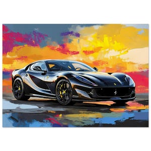 Black Ferrari 812 Superfast Art Print for Car Enthusiasts  -  Wall art