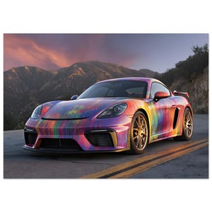 Bold Pop Art Porsche 718 Cayman GT4 Canvas Art