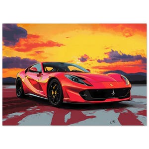 Red Ferrari 812 Superfast Art Print for Car Enthusiasts  -  Wall art